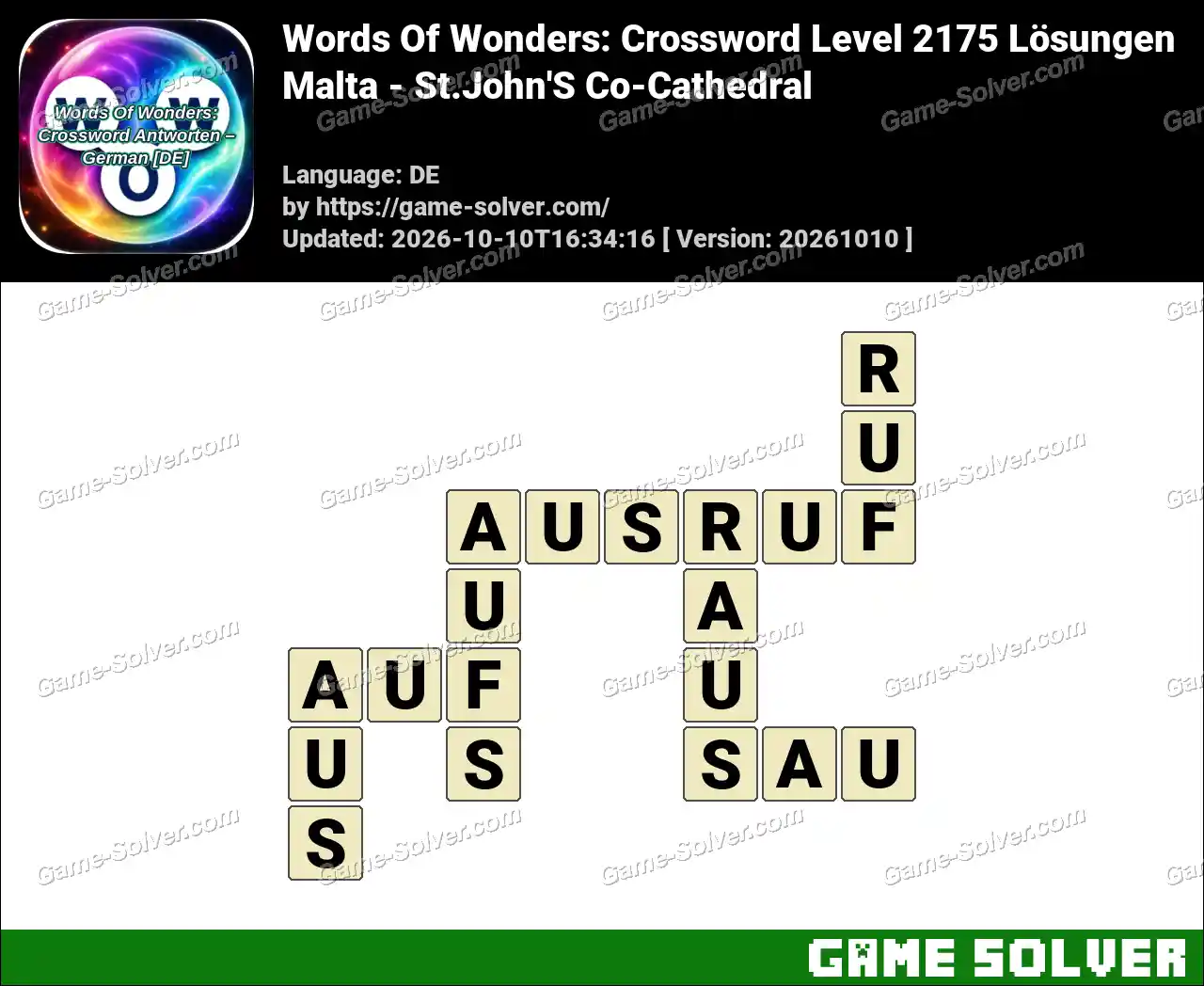 Words Of Wonders: Crossword Level 2175 Lösungen – Malta – St.John’S Co-Cathedral